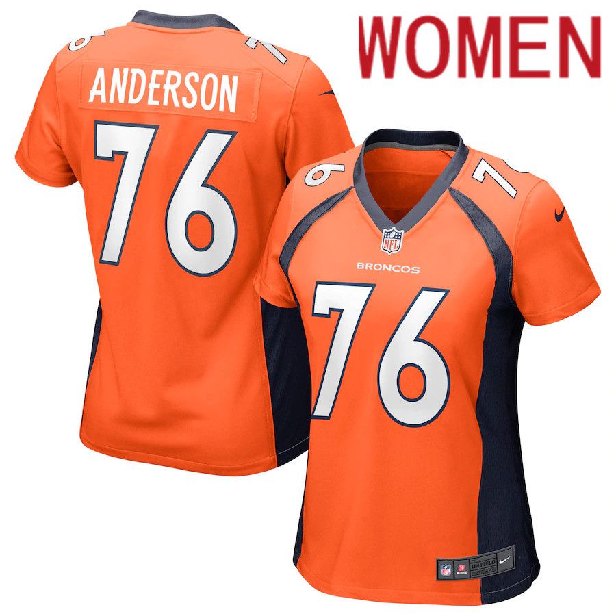 Women Denver Broncos #76 Calvin Anderson Nike Orange Game NFL Jersey